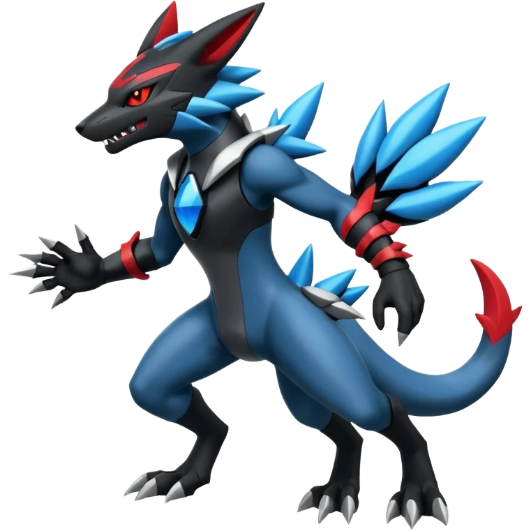 Edgy futuristic Zeraora-Zoroark-Salandit-Lucario-fusion emoji