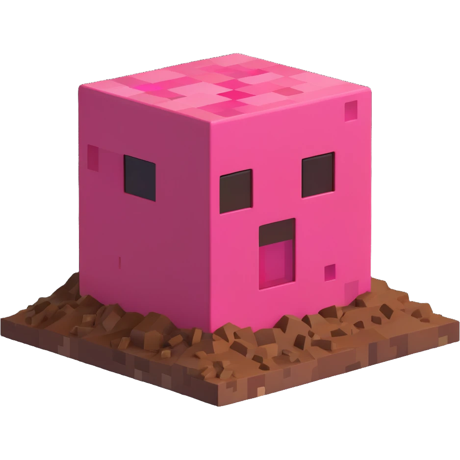 pink Minecraft dirt block 3D emoji emoji