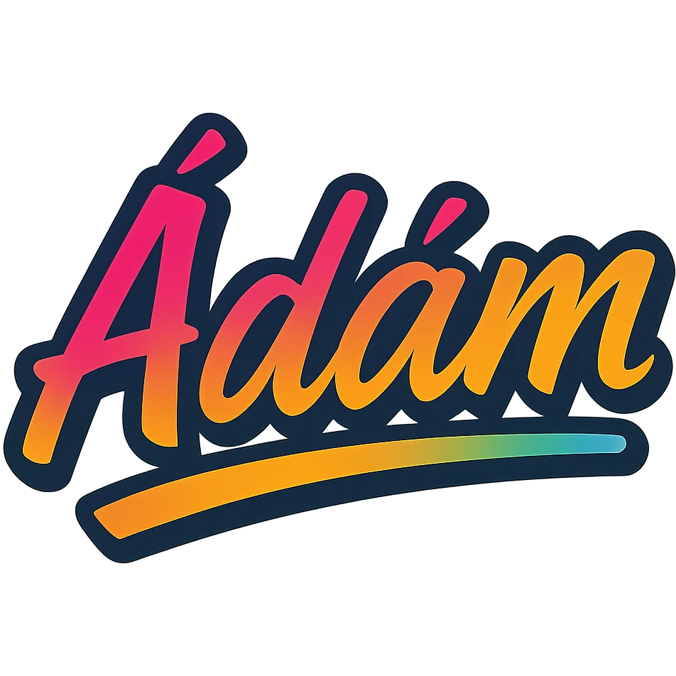 The name 'Ádám' in a modern, colorful gradient font with a dark outline, on a transparent background. The name is partially or fully underlined with a slightly slanted, dynamic underline similar to the style used in the 'Attila' sample. emoji