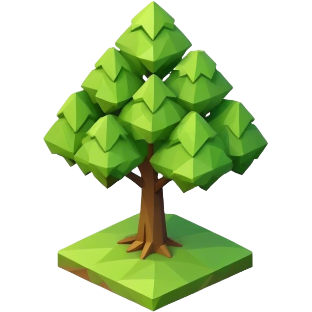 isometric rugged small low poly tree emoji