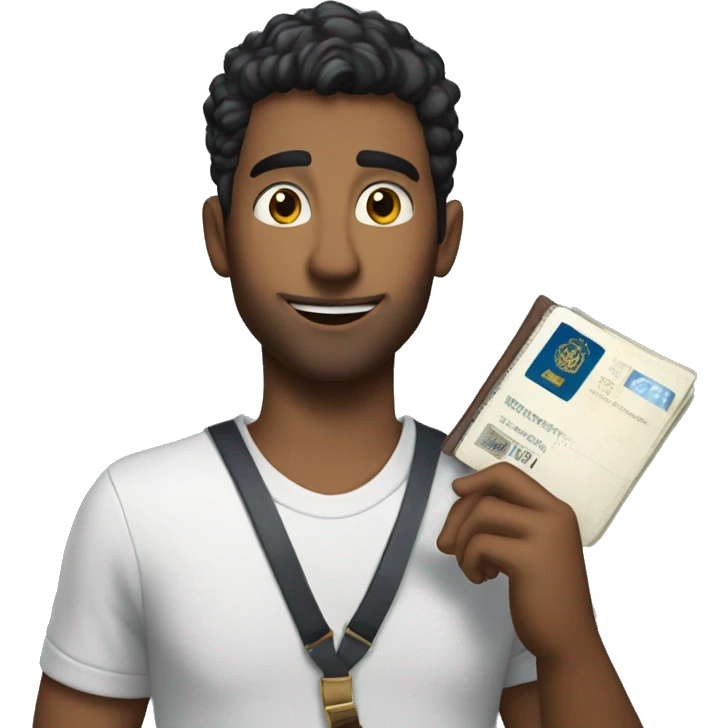 Rauw Alejandro holding a passport  emoji