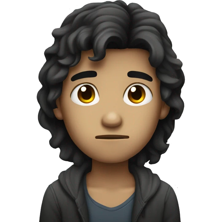 Sad boy long dark hair emoji