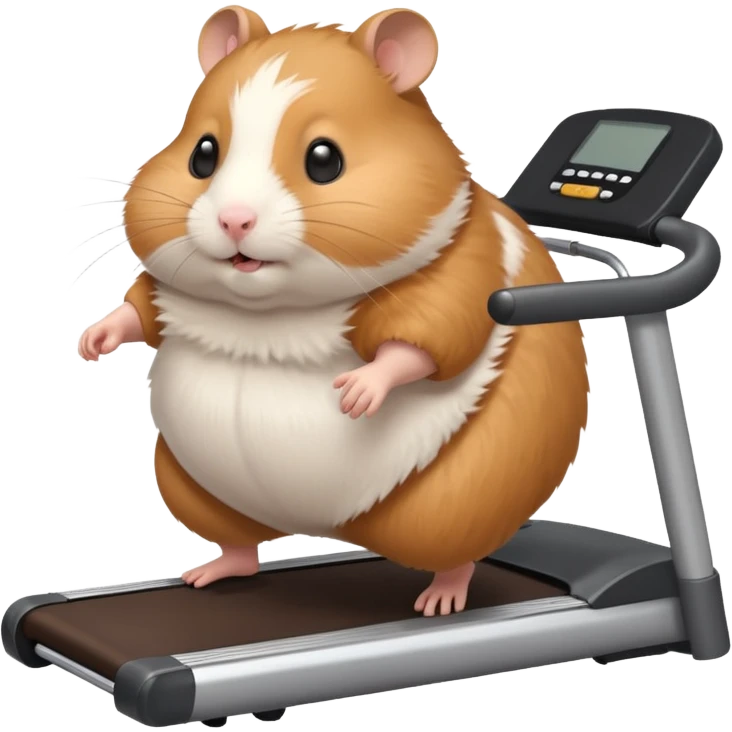 fat hamster big belly trying to run on treadmill  emoji