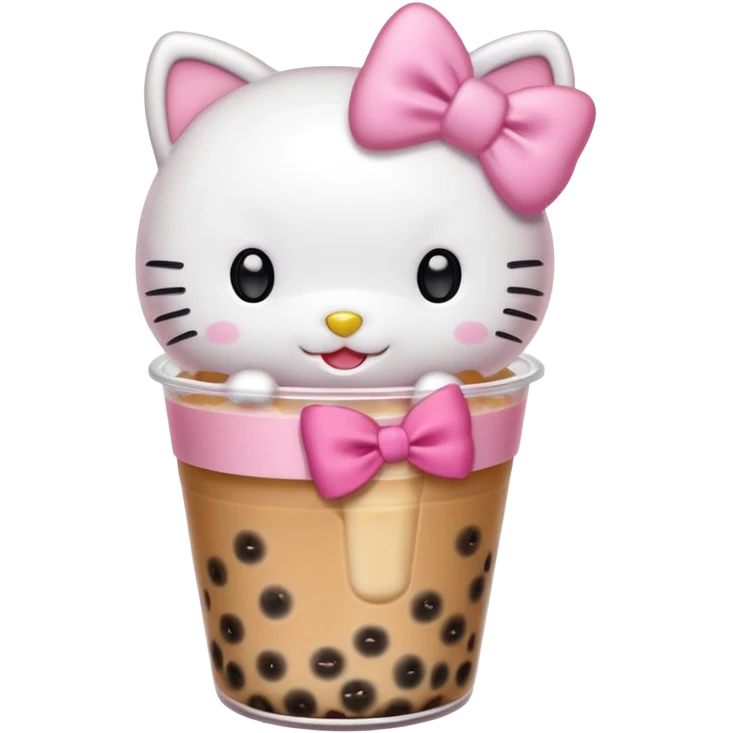 Hello kitty with bubble tea emoji