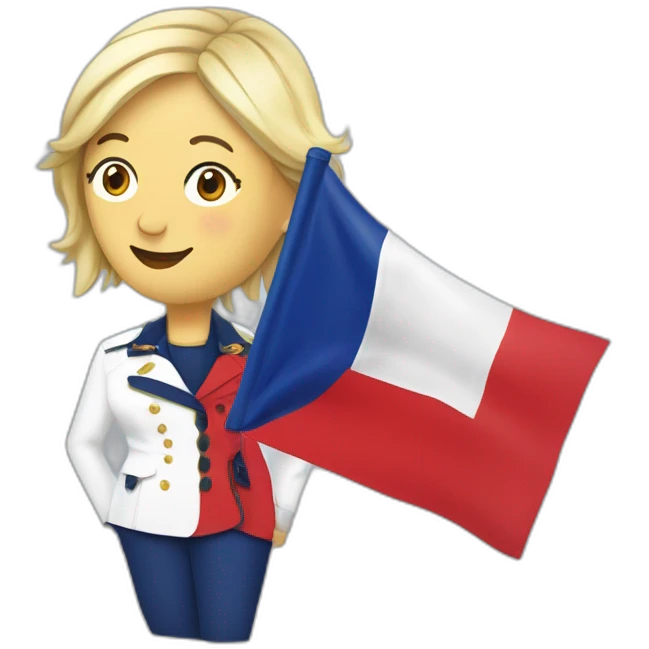 Marine le pen avec un drapeau français emoji