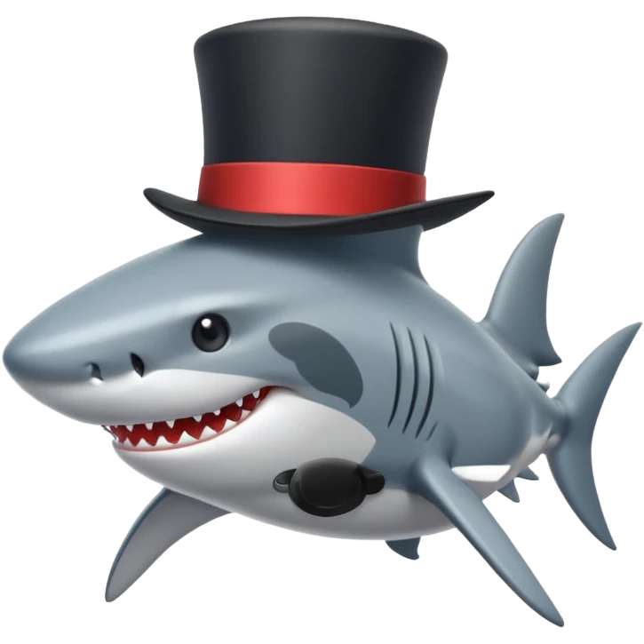 Shark with a top hat emoji