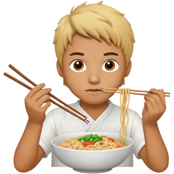 Create a person having noodles dinner. emoji