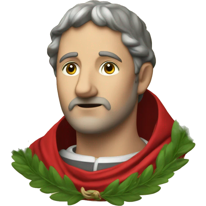 Petrarch in a red cloak and a laurel wreath on his head emoji