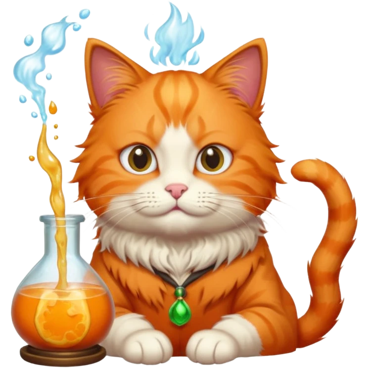 orange cat making a potion emoji