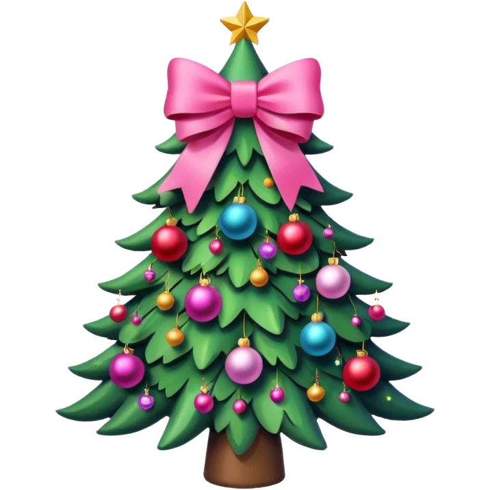christmas tree with pink bow emoji