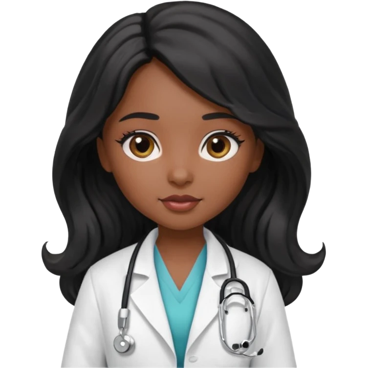 a pretty bratz light dusky girl with long wavy black hair as a doctor\ emoji