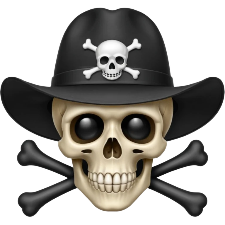 A skull and crossbones wearing a hat like vampire hunter D. emoji