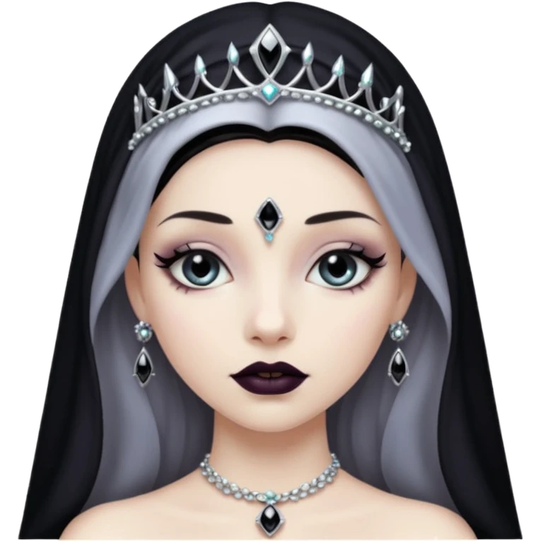 Night Princess – black veil + silver gem,Shadow Princesses. emoji