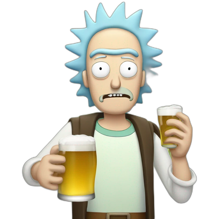 Rick of rick & morty with beer emoji