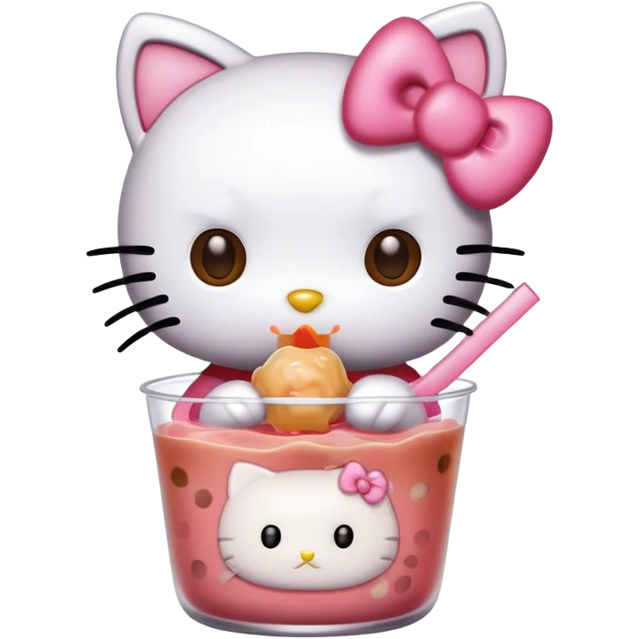 Cute hello kitty in boba emoji