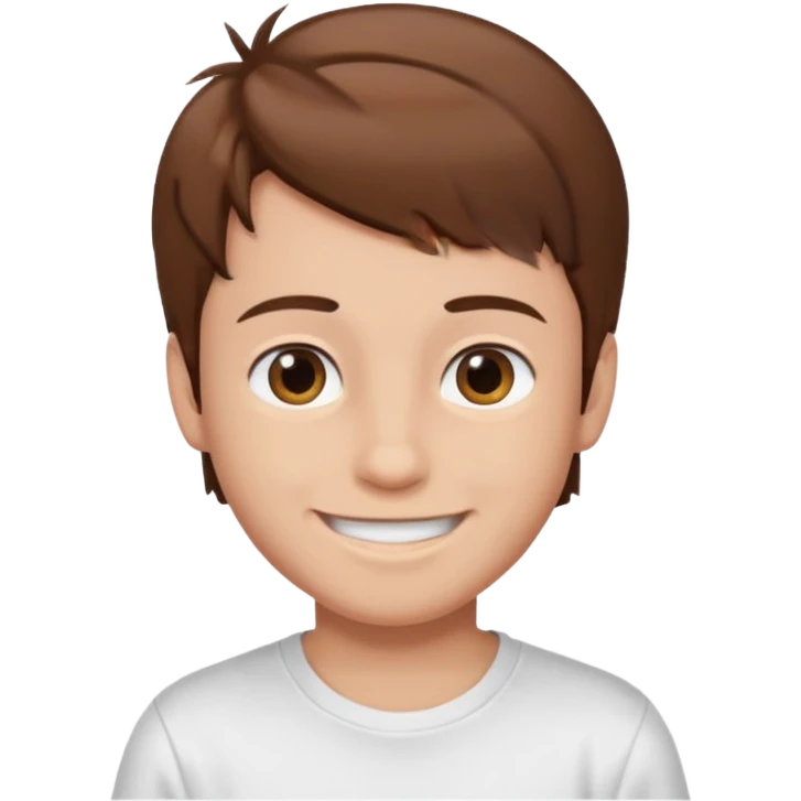 Boy with brown hair and white t-shirt emoji