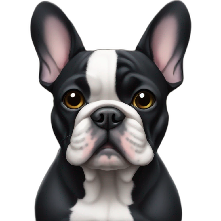 dark french bulldog in the city emoji