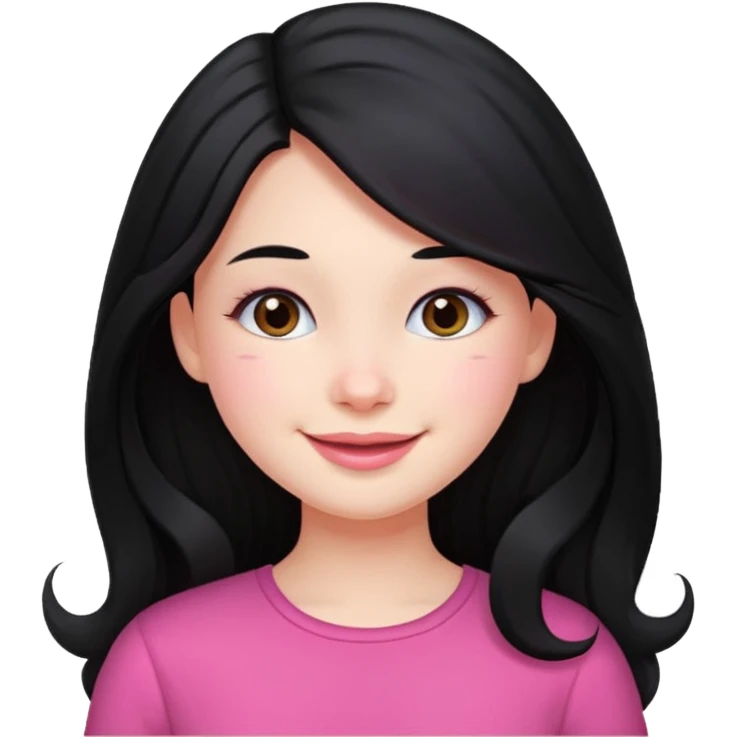 Clean girl long and black Hair and pink Cheek emoji