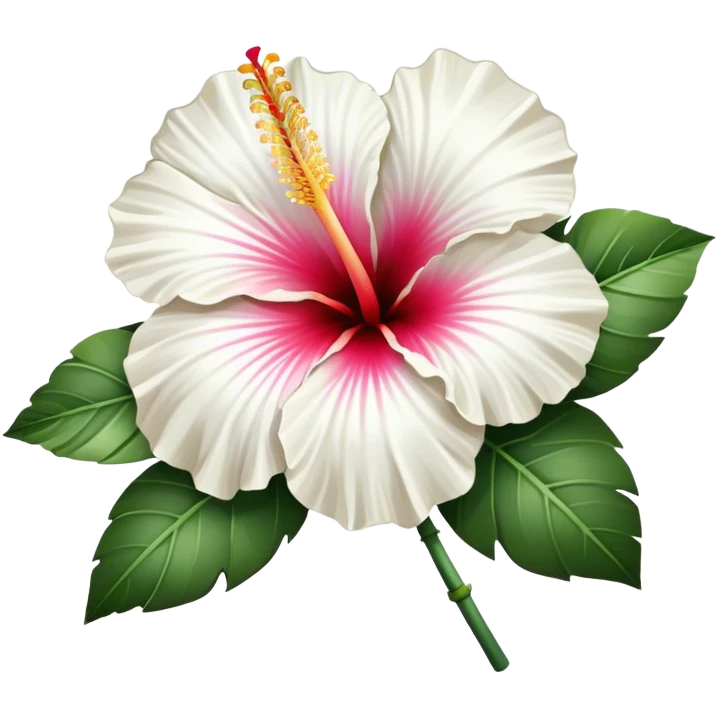 single white Hawaiian hibiscus, straight stem emoji