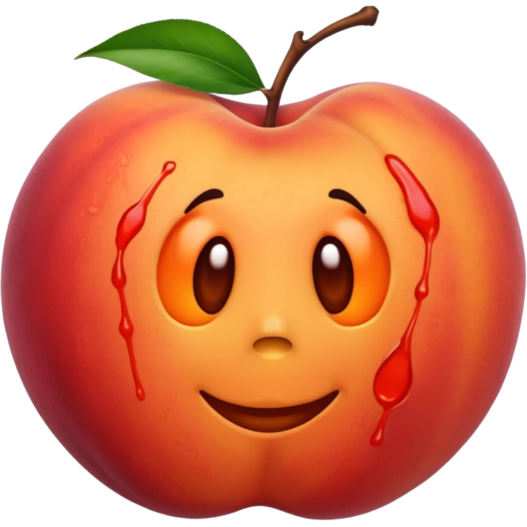 A peach with handmarks emoji
