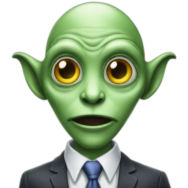 alien with a tie emoji