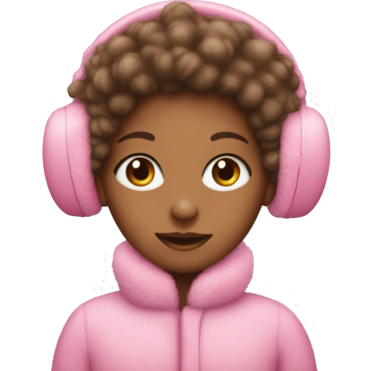 Girl with pink earmuffs and fluffy pink coat on  emoji