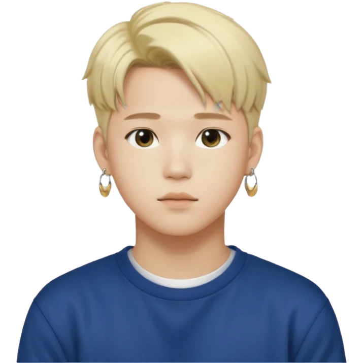 Illustrate a Korean male idol with blond dyed hair, earrings, casual streetwear & confident pose, inspired by Jimin of BTS. emoji