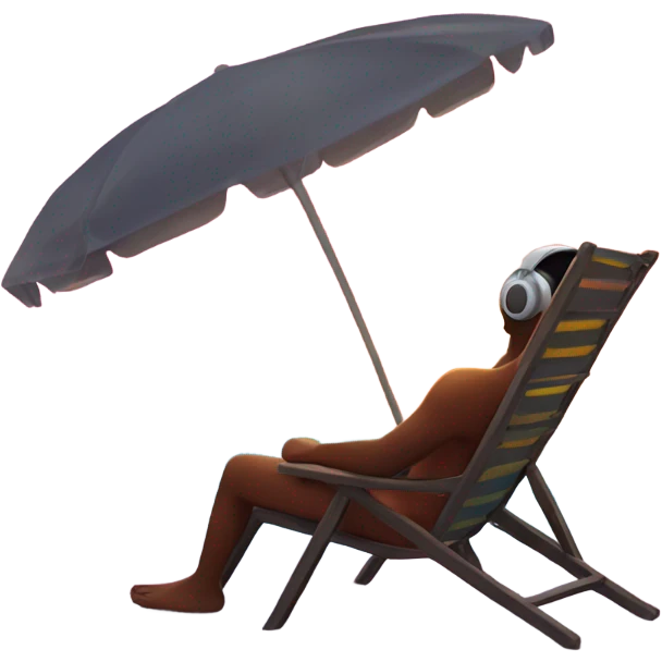 Listening to music lying on beach chair while watching sunset emoji
