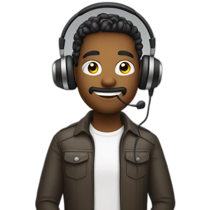 podcaster in headphones with microphone emoji