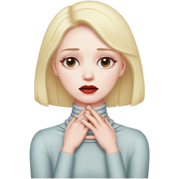 woman with her hands on her neck while acting dead emoji