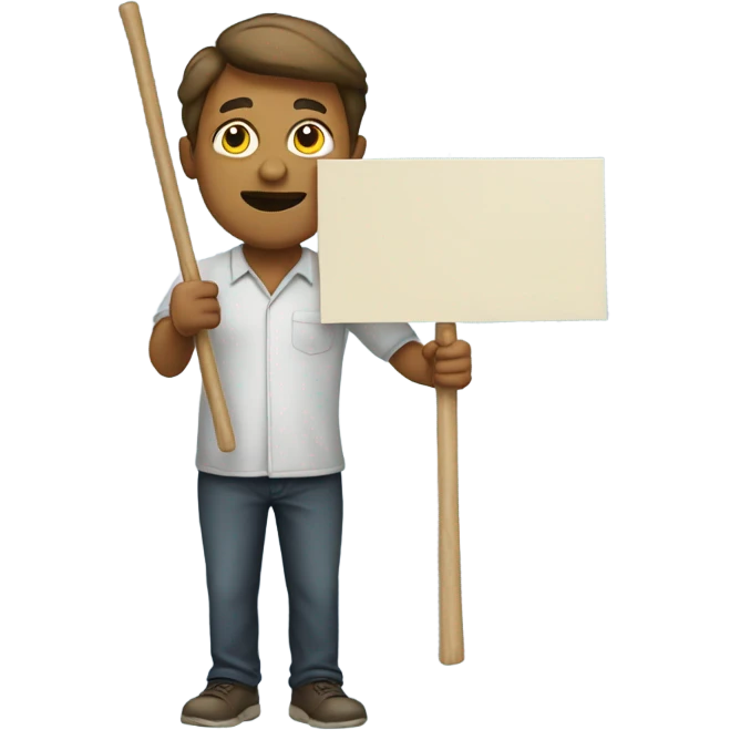 man holding placard on stick emoji
