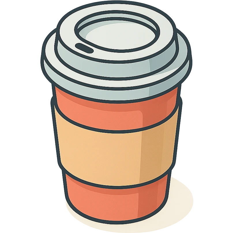 coffee in a paper cup with lid, isometric view, 2D isometric style, detailed drawing, detailed shadows and highlights, clean contours, soft lighting, transparent background emoji