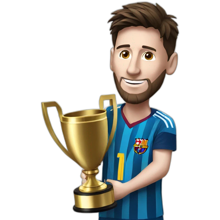 Messi with trophy emoji