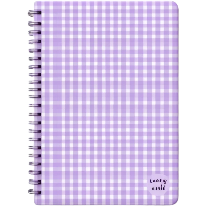 Cute  journal cover, pastel purple gingham pattern
Handwritten feminine typography, soft aesthetic, cozy girl vibe
Clean product mockup, minimal shadows, lifestyle stationery style emoji