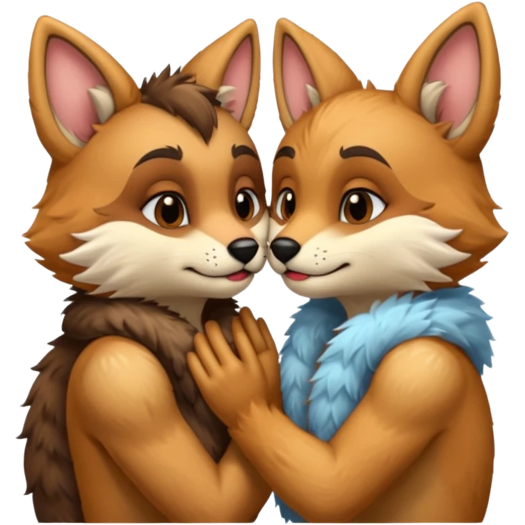 Two furries kissing  emoji