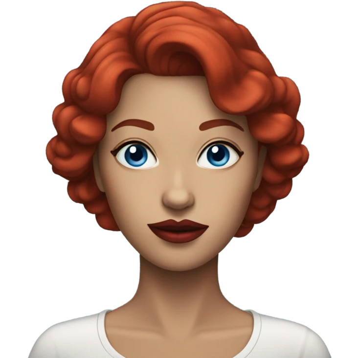 Dark red hair blue eyes red lips woman  emoji