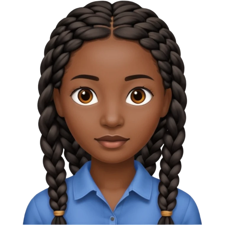 kenyan woman with long, black, braided hair in rows, brown eyes, pretty, round face emoji