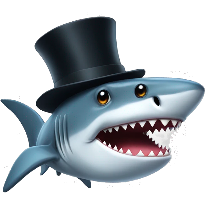 Shark with a top hat emoji