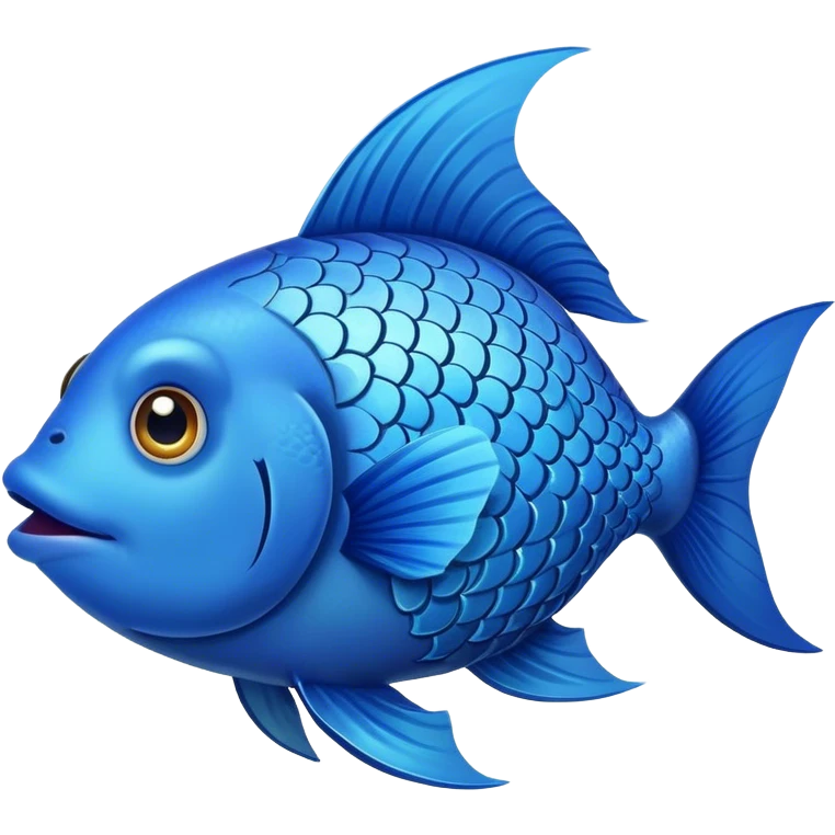 blue happy fish directly from side looking west emoji