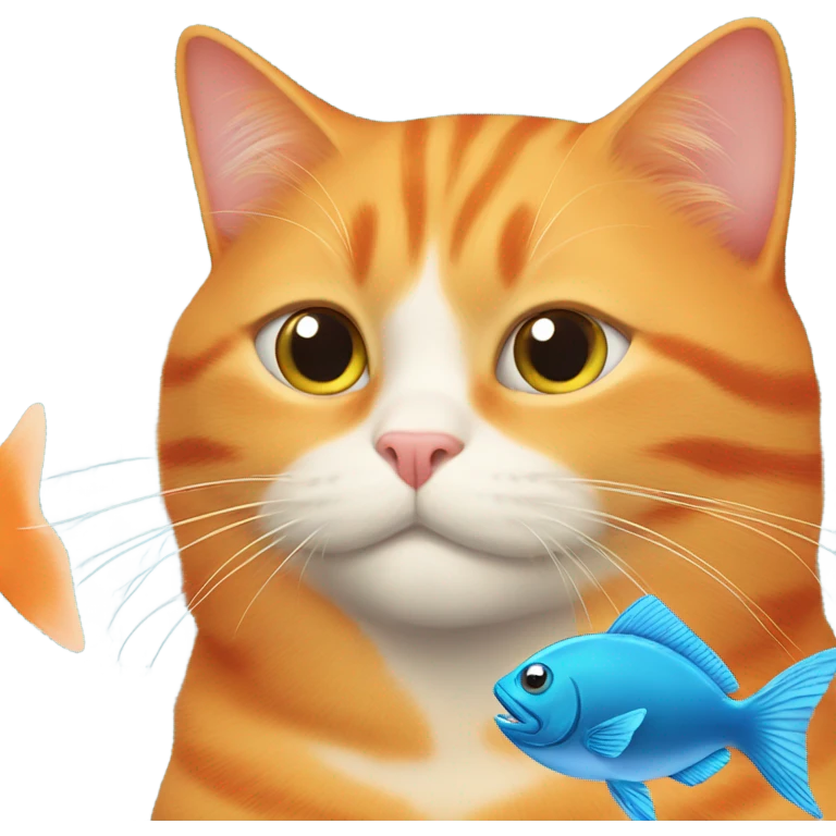 orange cat with a fish emoji