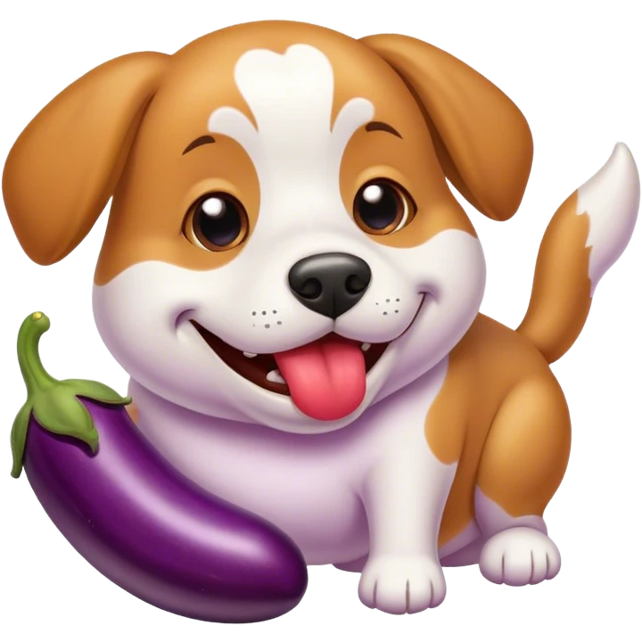 dog eating egg plant emoji
