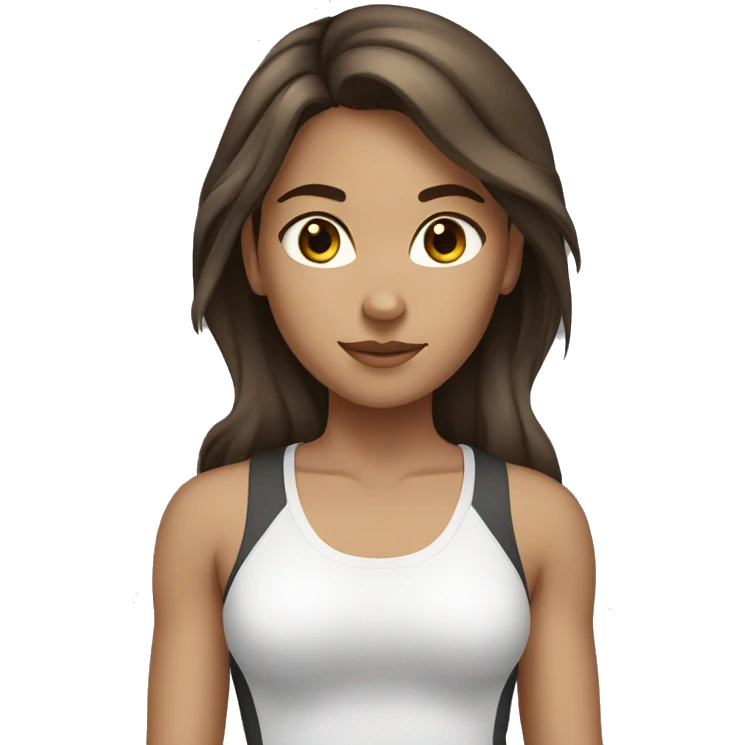 Girl in gym brown hair brown eyes white  emoji
