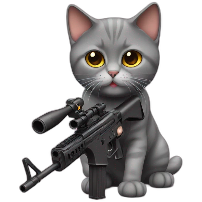 british short hair cat with gun emoji
