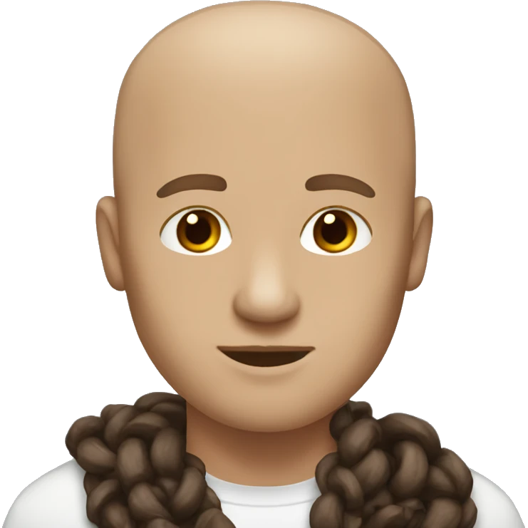 Brown bald man with chain hair white woman long brown hair emoji