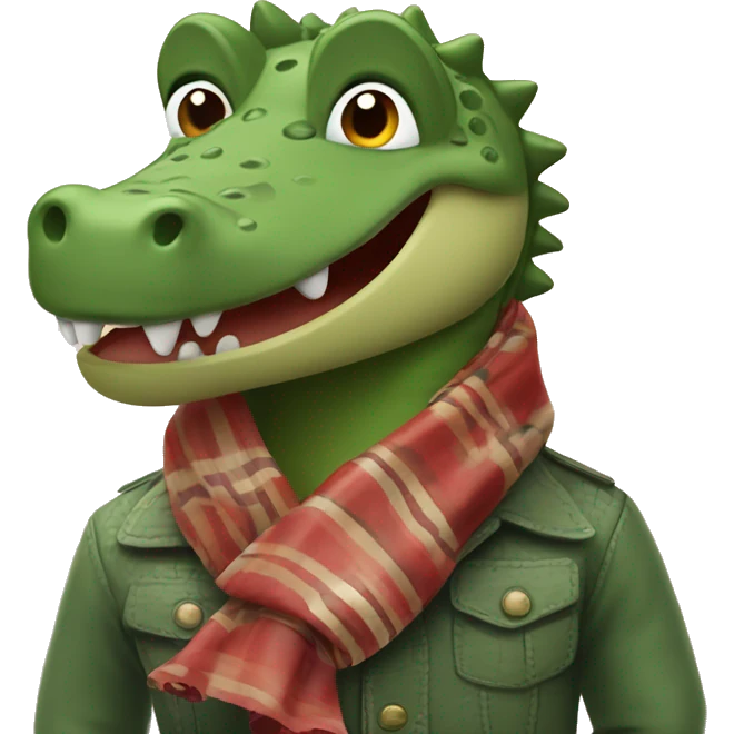 Crocodile wearing a scarf ￼ emoji