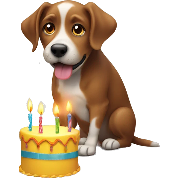 Dog blowing birthday candles emoji