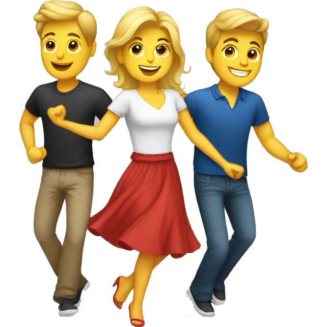 Mujer rubia bailando con hombres  emoji
