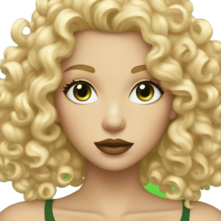 Curly blonde with green eyes and lush lips emoji