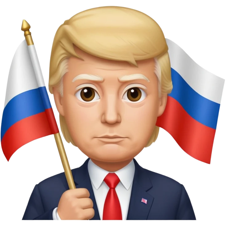 Trump with a russian flag emoji