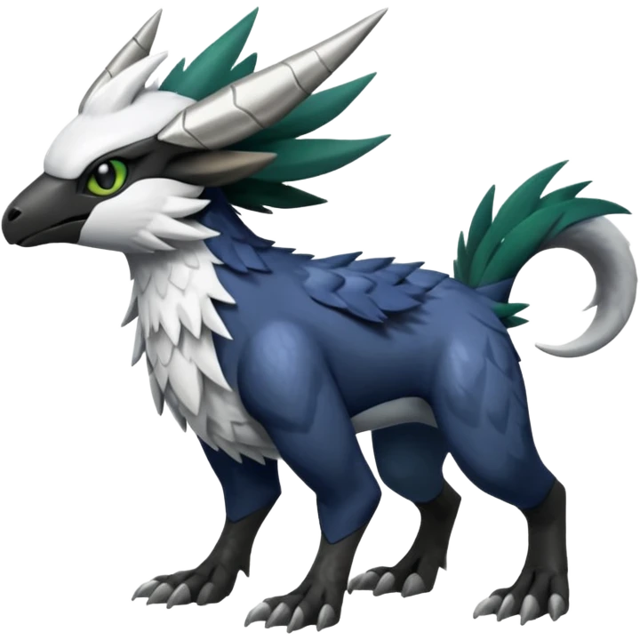 Shiny Black Grey White and Dark-Green Trico-Nargacuga-Silvally-Absol-fusion emoji